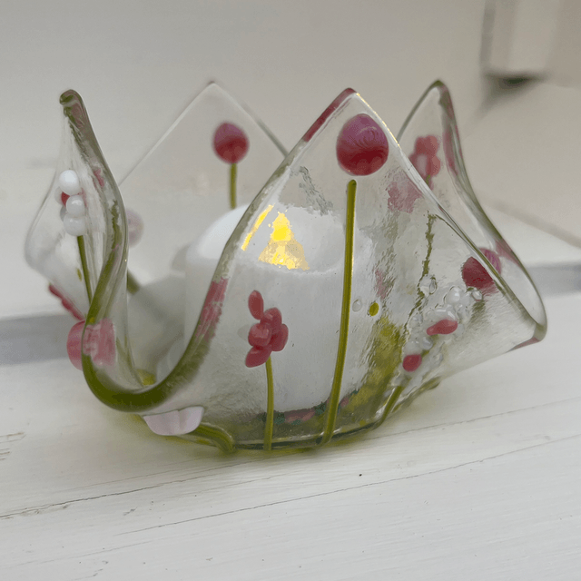 Pink Handkerchief Tea light holder