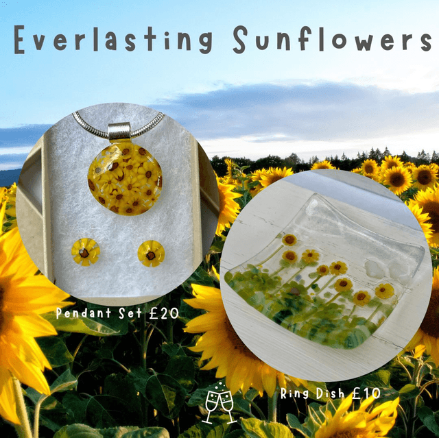 Jewellery: Sunflowers with silver plate