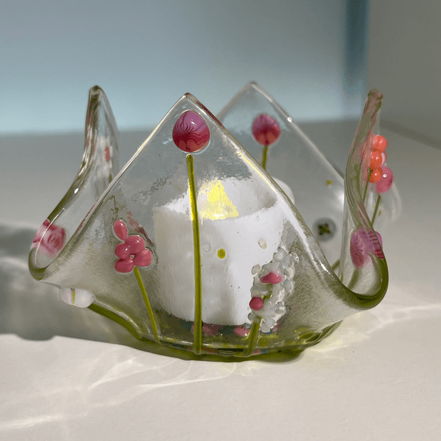 Pink Handkerchief Tea light holder